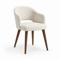 Chaise de salle à manger avec accoudoirs écrue en polyester bouclé et bois d'hévéa 58 x 60 x 80 cm