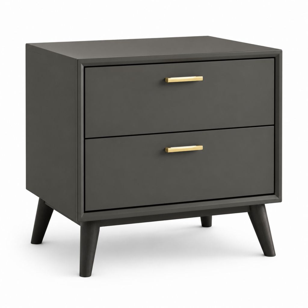 Table de chevet 2 tiroirs noire en MDF rectangulaire 50 x 40 x 55 cm