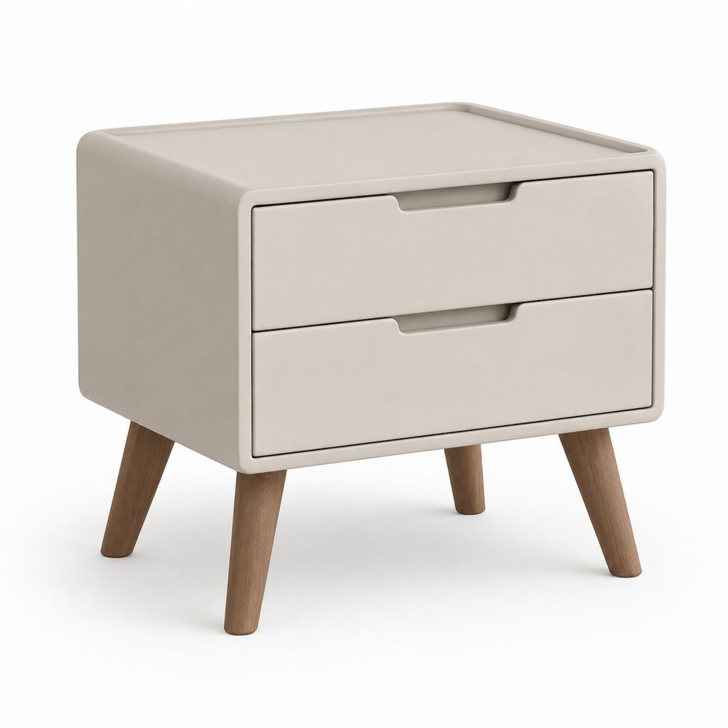 Table de chevet 2 tiroirs beige en MDF rectangulaire 50 x 40 x 55 cm