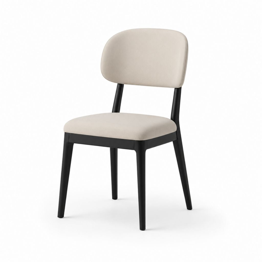 Chaise de salle à manger beige en polyuréthane avec piètement noir en acier 78 x 48 x 53 cm
