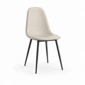 Chaise de salle à manger beige en PU avec pieds en acier noir 45 x 54 x 86 cm