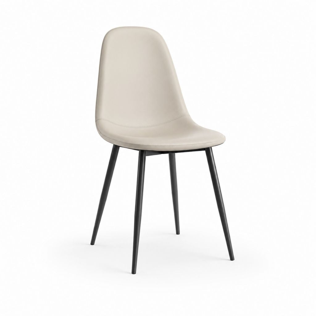 Chaise de salle à manger beige en PU avec pieds en acier noir 45 x 54 x 86 cm