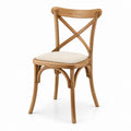 Chaise de salle à manger beige en chêne massif avec dossier croisé 48 x 54 x 89 cm