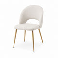 Chaise de salle à manger beige en polyester avec pieds en acier doré 48 x 55 x 82 cm