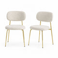Lot de 2 chaises de salle à manger crème en polyester bouclette avec pieds en acier doré 82 x 49 x 54 cm