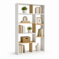 Bibliothèque ouverte blanche et effet chêne en panneaux MDF 80 x 30 x 180 cm