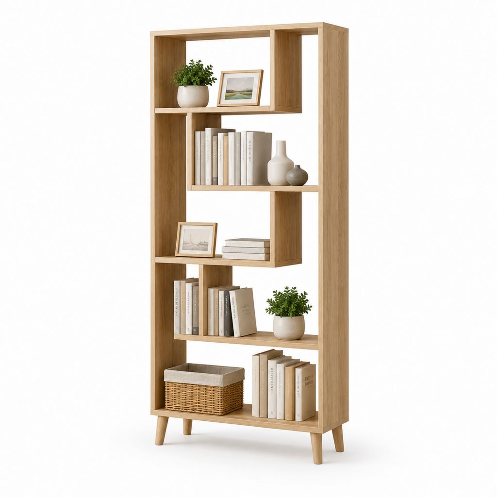 Bibliothèque ouverte en MDF décor chêne 80 x 30 x 180 cm
