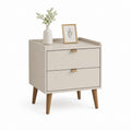 Table de chevet 2 tiroirs beige en MDF rectangulaire 60 x 40 x 60 cm