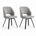 Lot de 2 chaises de salle à manger grises en polyester avec pieds en acier noir forme incurvée 58 x 59 x 82 cm