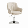 Chaise de salle à manger pivotante beige en similicuir PU avec accoudoirs réglable en hauteur 60 x 60 x 82-94 cm