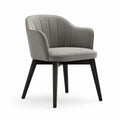 Chaise de salle à manger avec accoudoirs grise en velours polyester dossier arrondi pieds en hévéa massif 58 x 60 x 82 cm