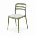 Chaise de salle à manger verte en polypropylène avec assise rembourrée beige 44 x 52 x 84 cm